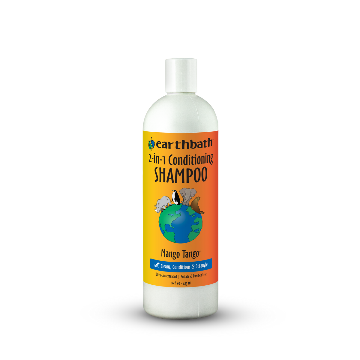 Earthbath 2-in-1 Conditioning Shampoo bottle with colorful label on a white background