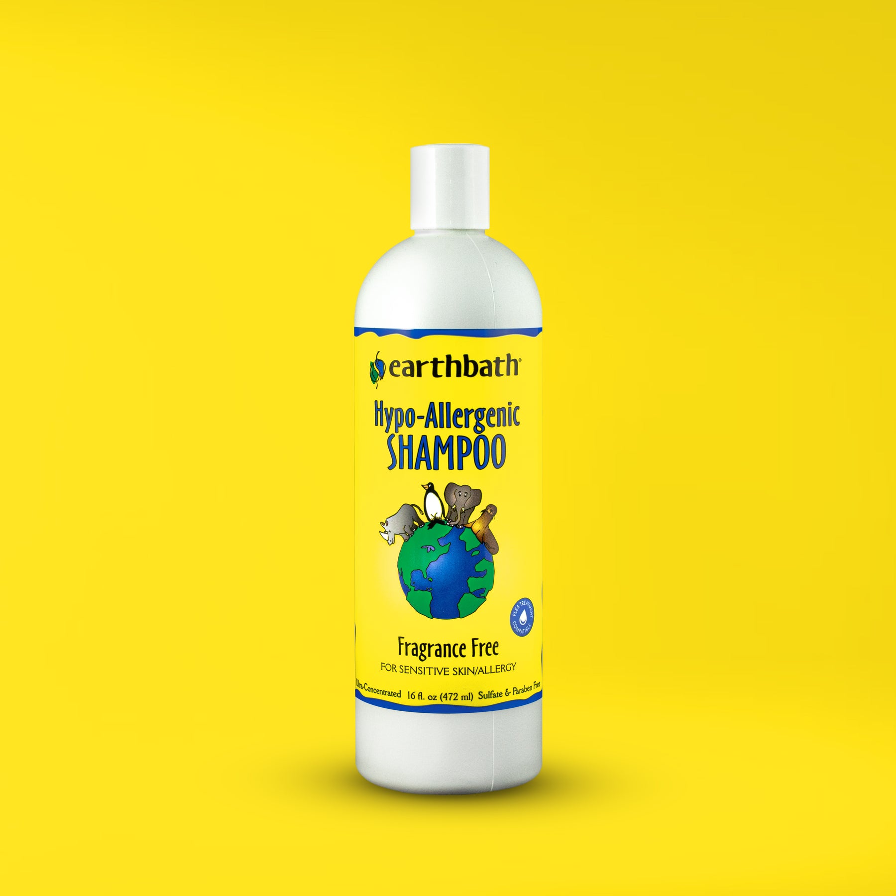 earthbath® Hypo-Allergenic Shampoo, Fragrance Free, For Sensitive Skin, Made in USA, 16 oz