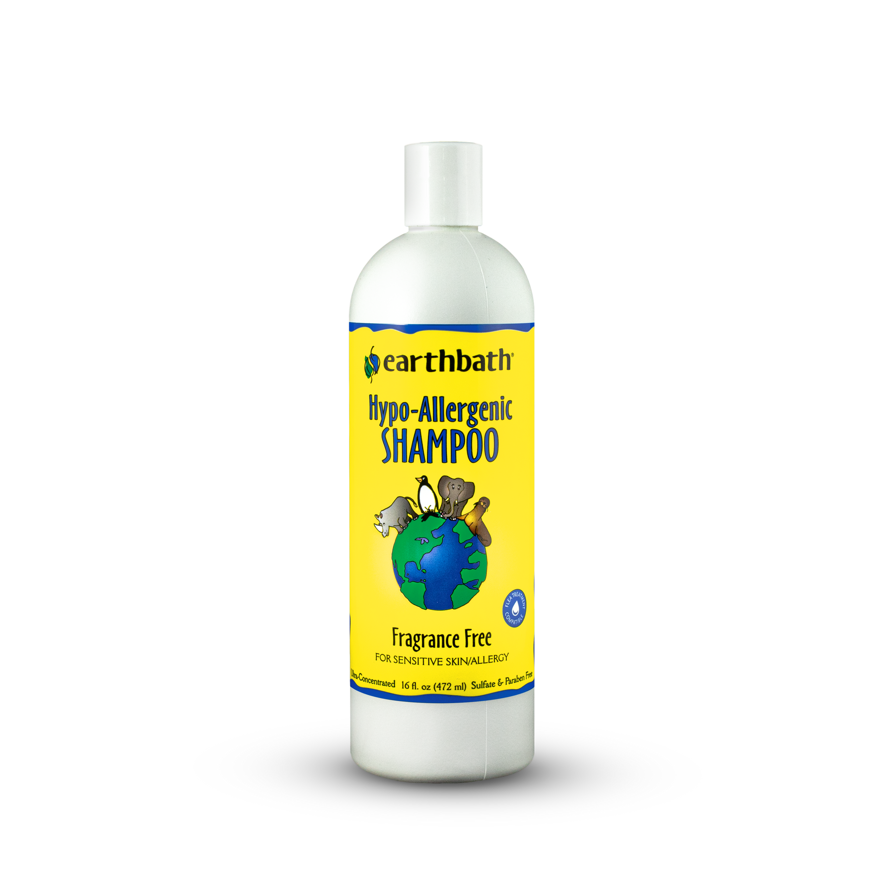 earthbath® Hypo-Allergenic Shampoo, Fragrance Free, For Sensitive Skin, Made in USA, 16 oz