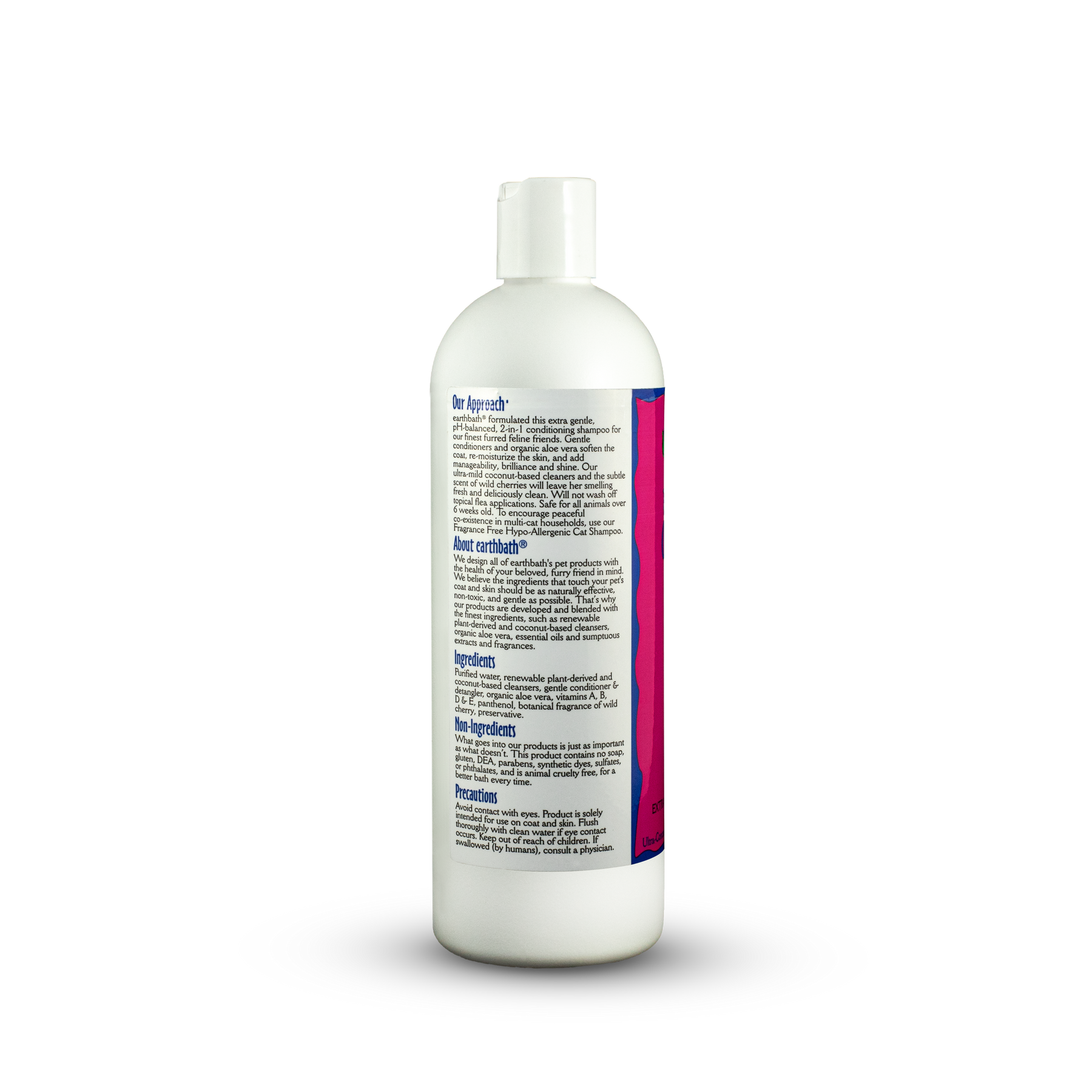 earthbath® 2-in-1 Conditioning Cat Shampoo, Light Wild Cherry, Extra Gentle Conditioning Formula, Made in USA, 16 oz