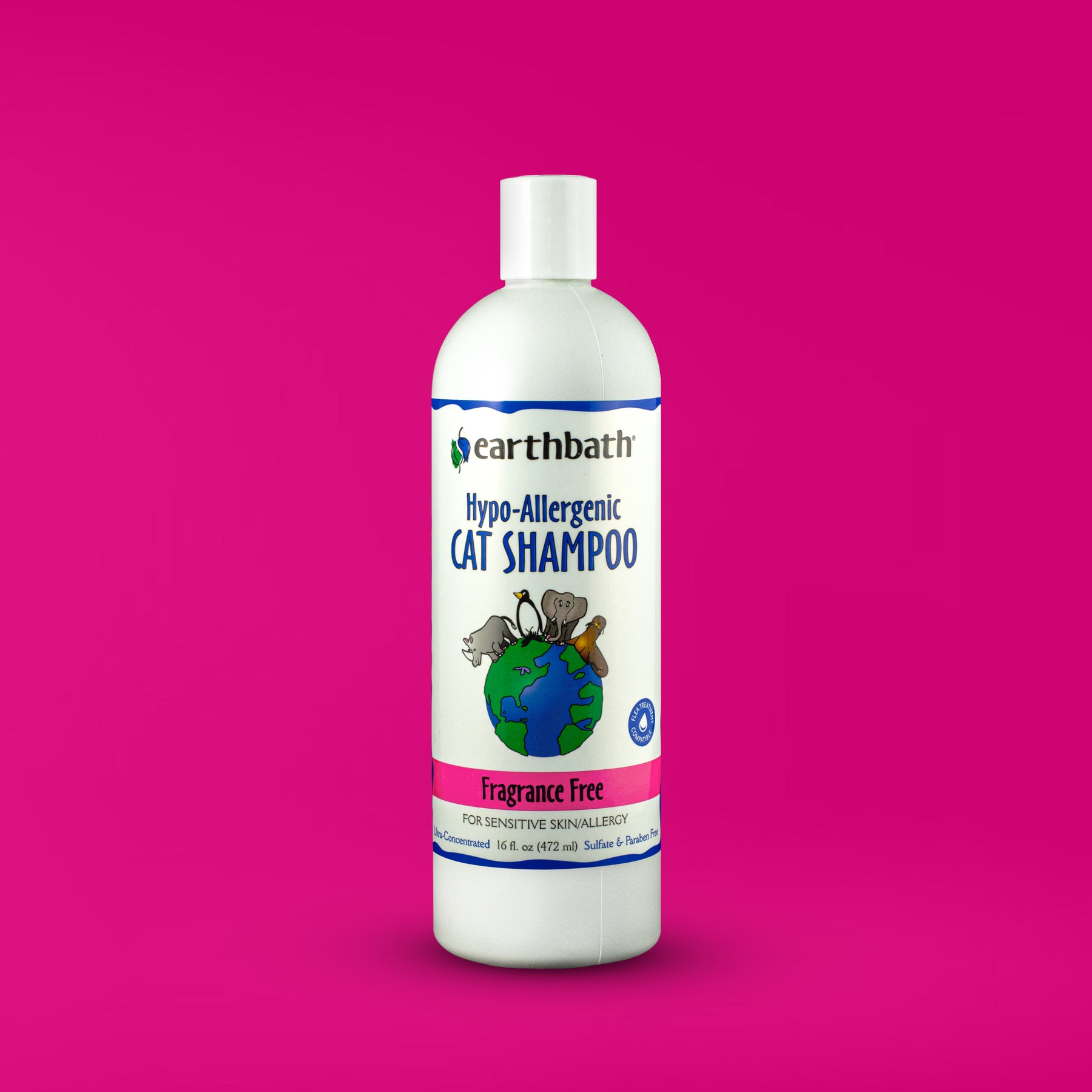 earthbath® Hypo-Allergenic Cat Shampoo, Fragrance Free, for Sensitive Skin, Made in USA, 16 oz