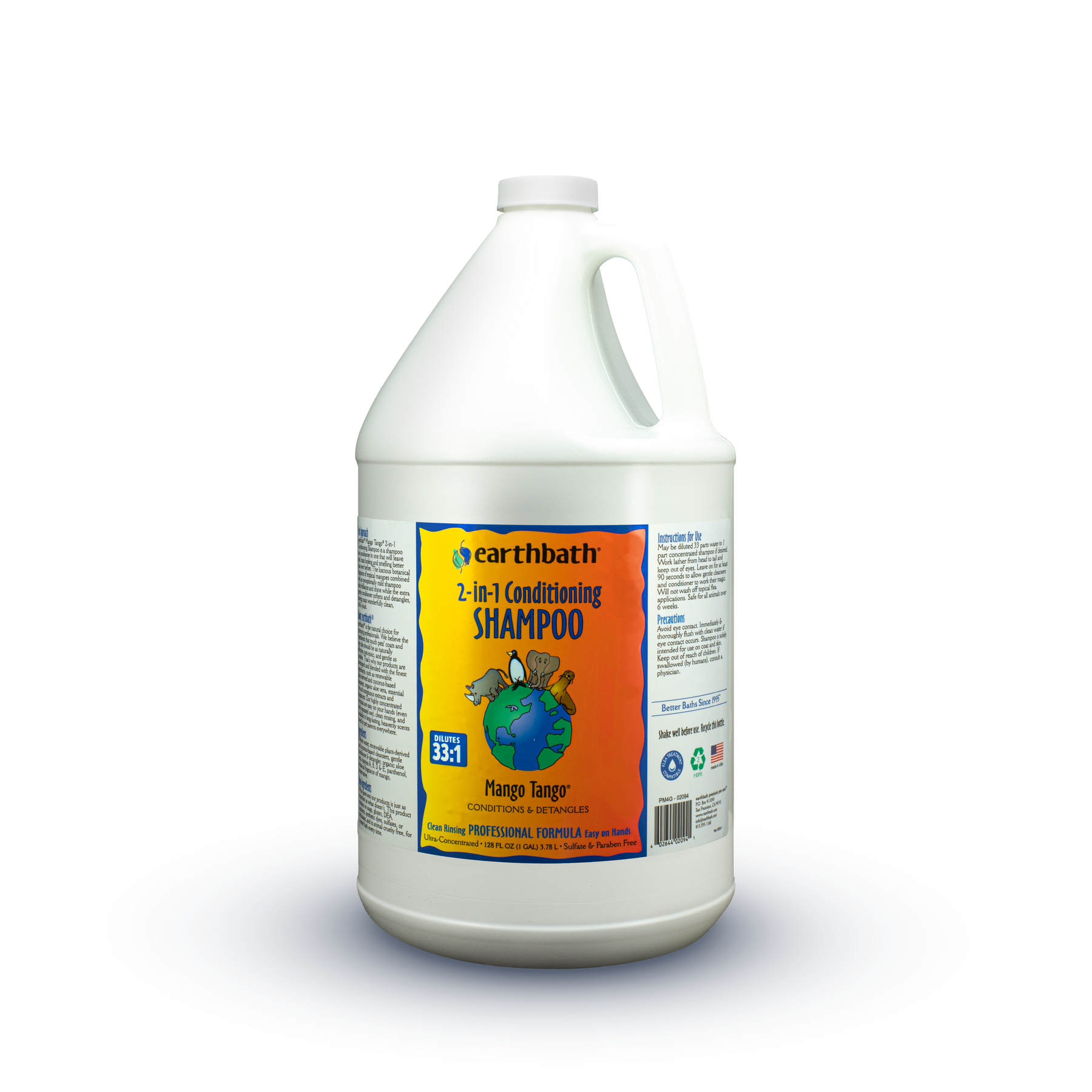 earthbath® 2-in-1 Conditioning Shampoo, Mango Tango®, Conditions & Detangles, Made in USA, 128 oz