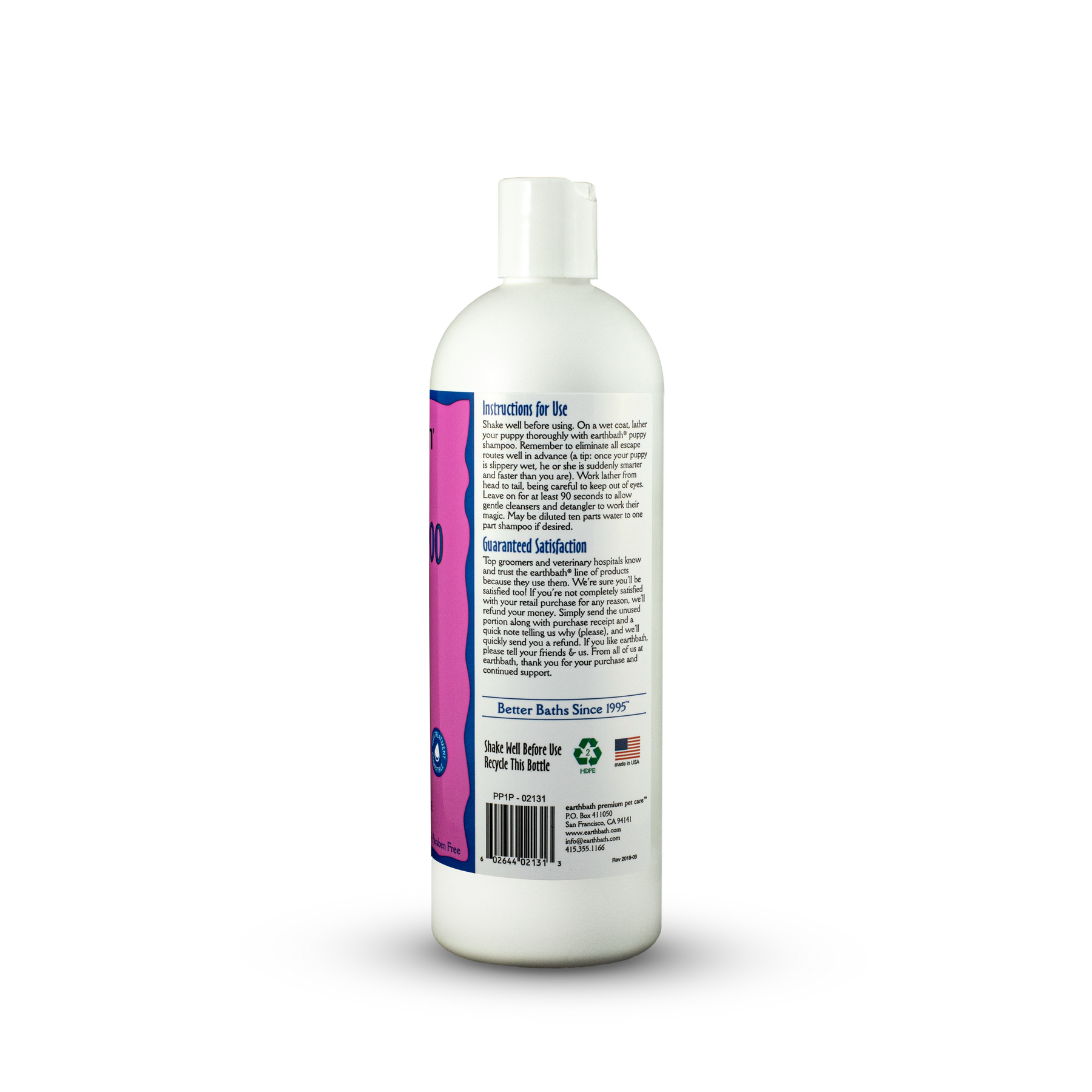 earthbath® Ultra-Mild Puppy Shampoo, Wild Cherry, Tearless & Extra Gentle, Made in USA, 16 oz