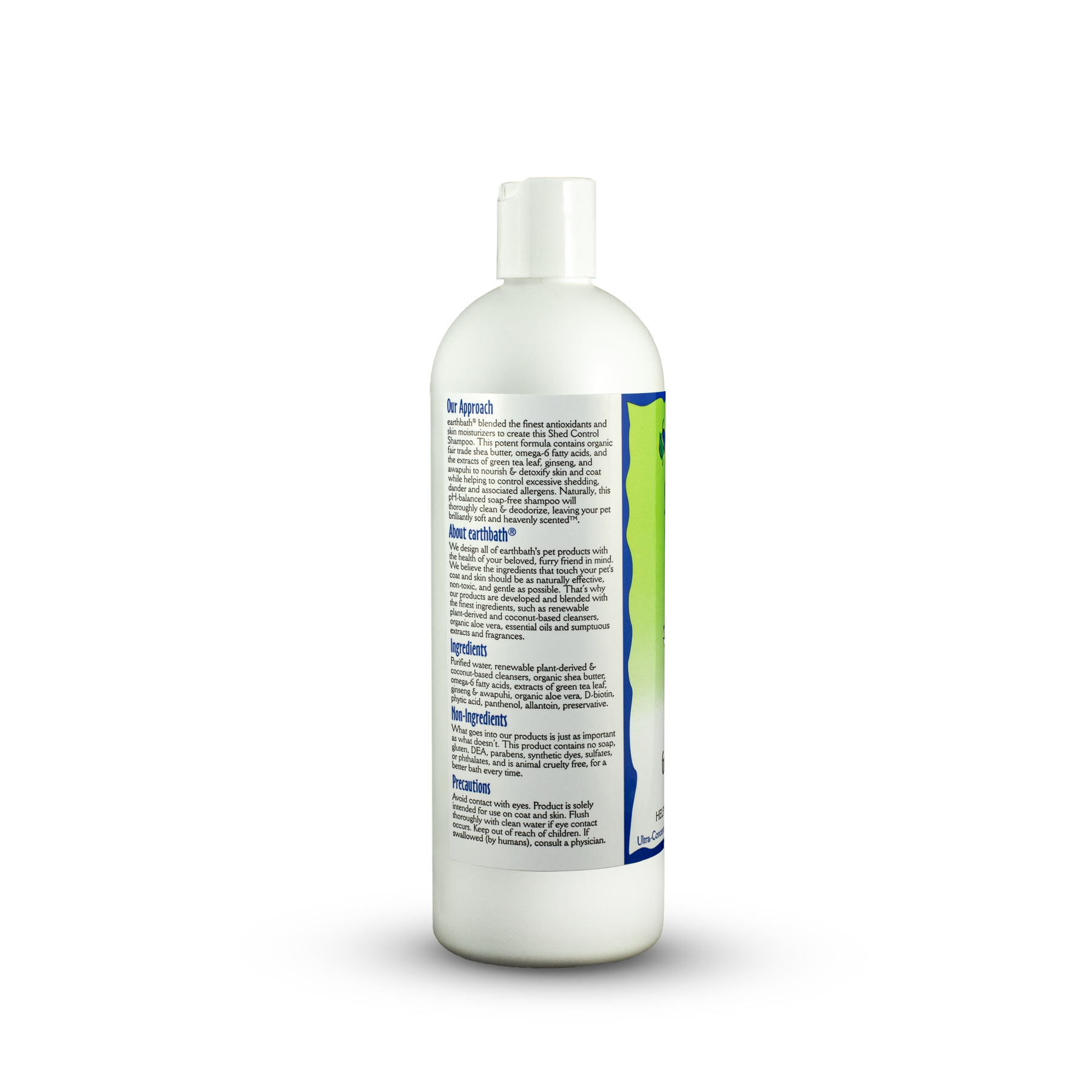 earthbath® Shed Control Shampoo, Green Tea & Awapuhi with Organic Fair Trade Shea Butter, Helps Relieve Shedding & Dander, Made in USA, 16 oz