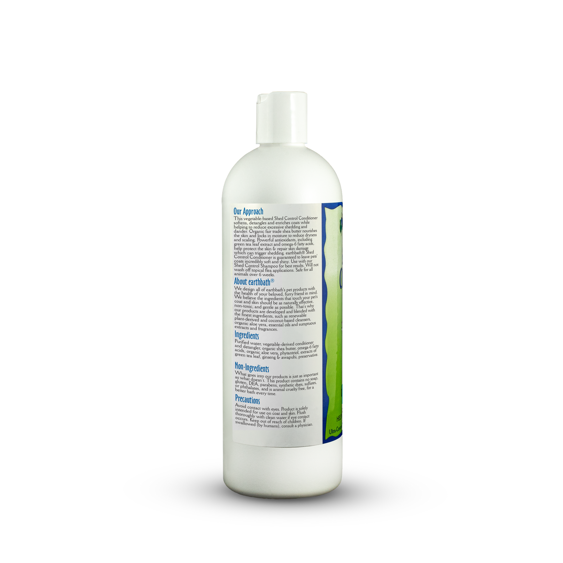 earthbath® Shed Control Conditioner, Green Tea & Awapuhi with Organic Fair Trade Shea Butter, Helps Detangle & Relieve Shedding, Made in USA, 16 oz