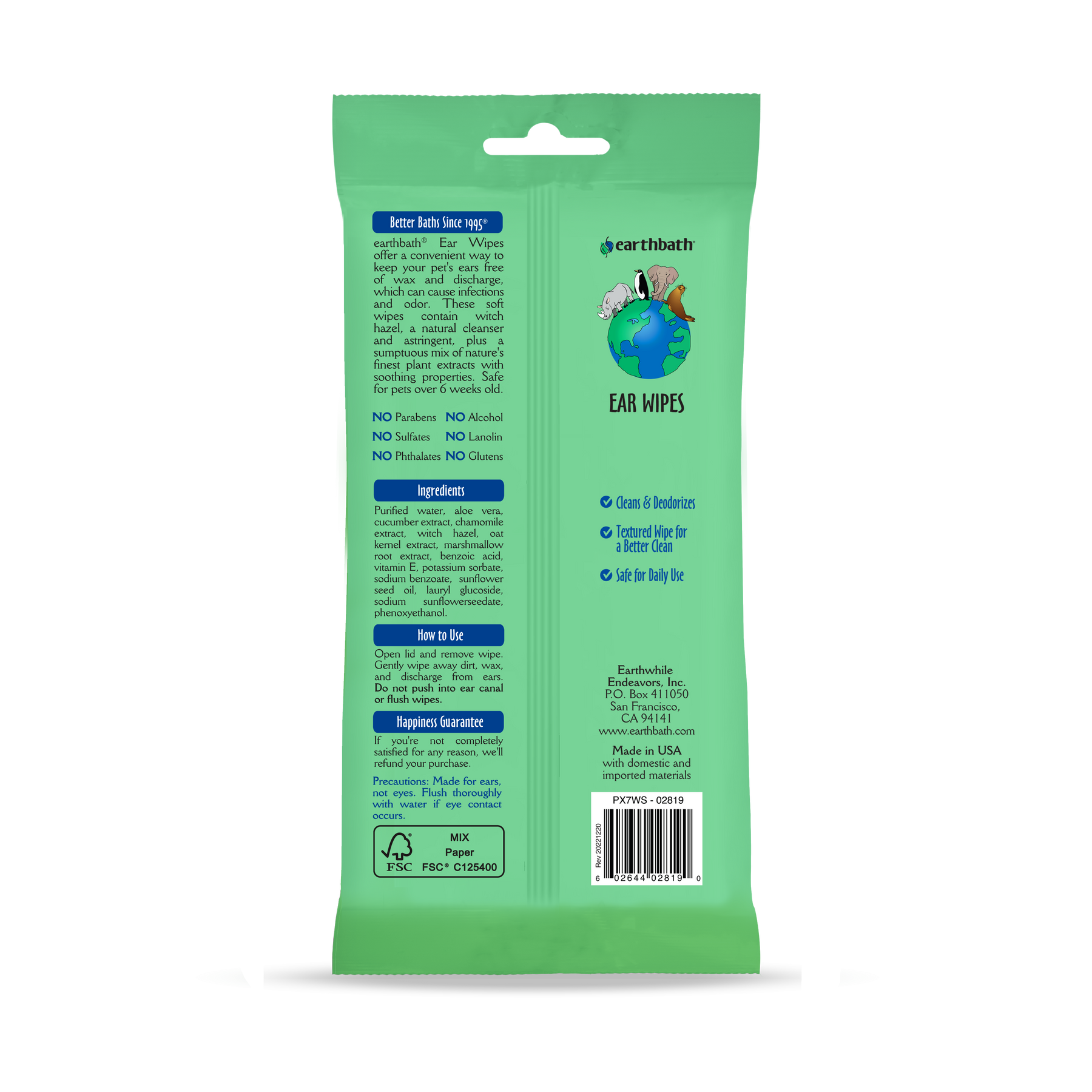 earthbath plant-based ear wipes