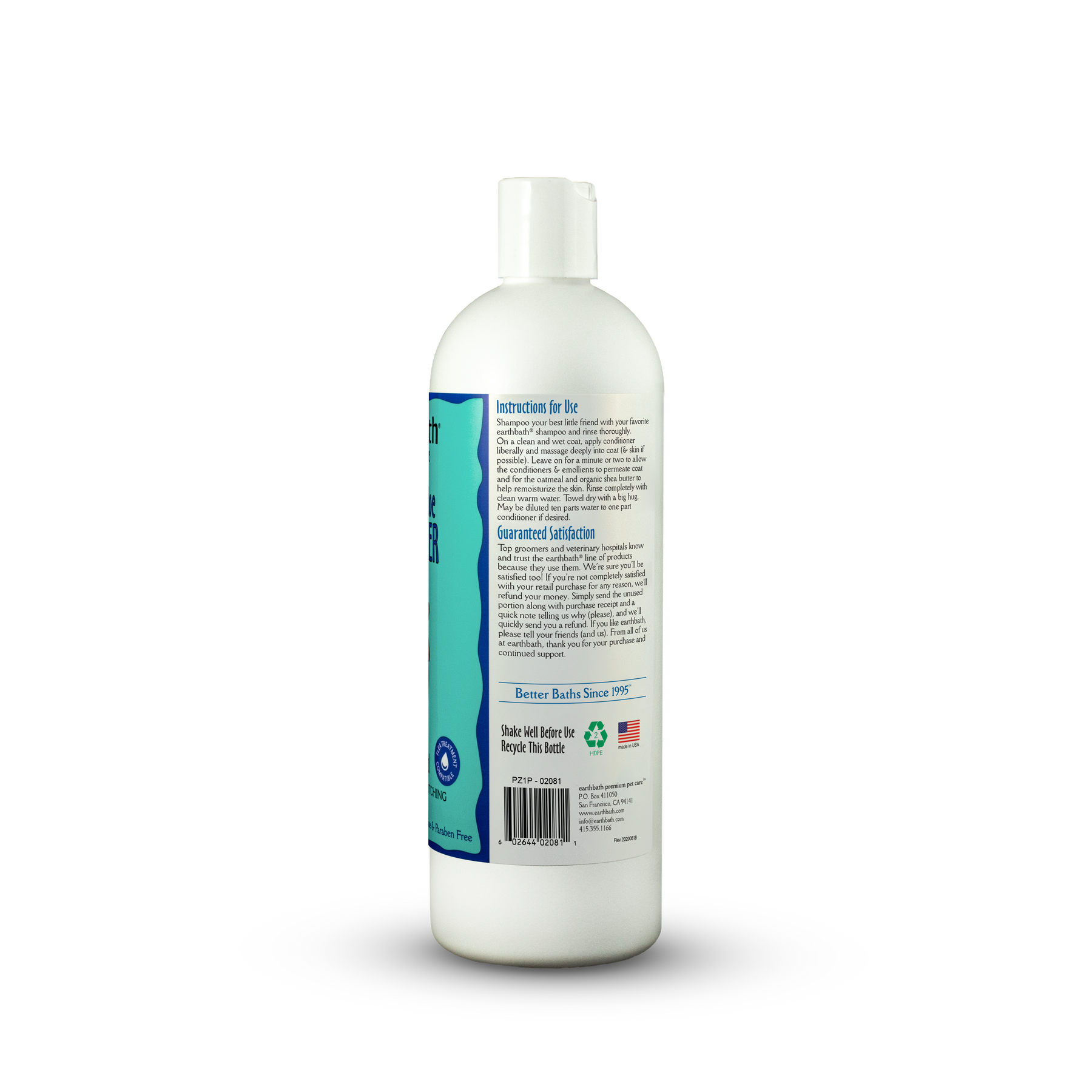 earthbath® Oatmeal & Aloe Conditioner, Vanilla & Almond, Helps Relieve Itchy Dry Skin, Made in USA, 16 oz