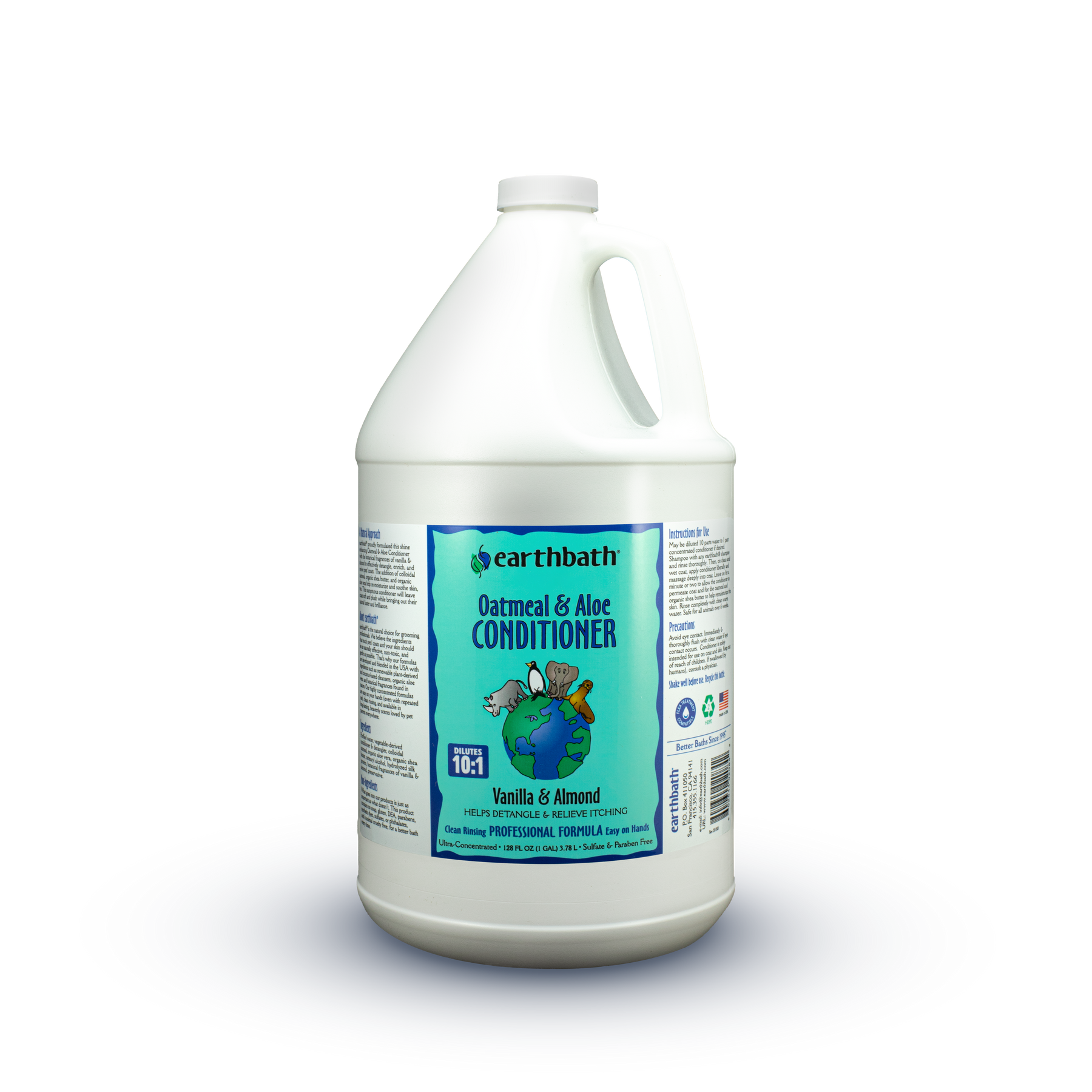earthbath® Oatmeal & Aloe Conditioner, Vanilla & Almond, Helps Relieve Itchy Dry Skin, Made in USA, 128 oz
