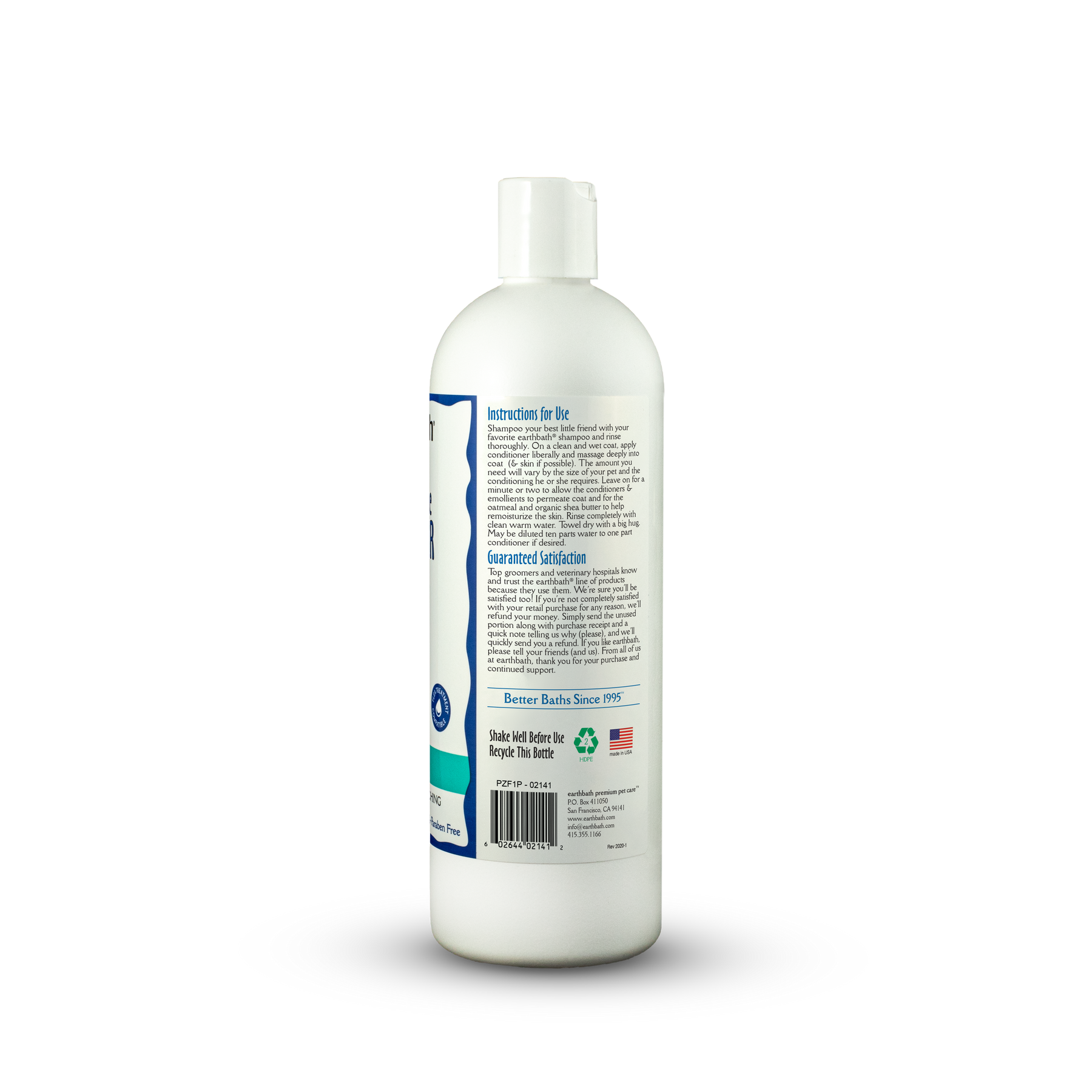 earthbath® Oatmeal & Aloe Conditioner, Fragrance Free, Helps Relieve Itchy Dry Skin, Made in USA, 16 oz
