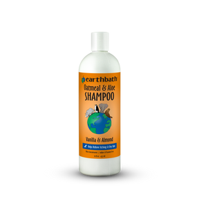 Bottle of Earthbath Oatmeal & Aloe Shampoo on a white background