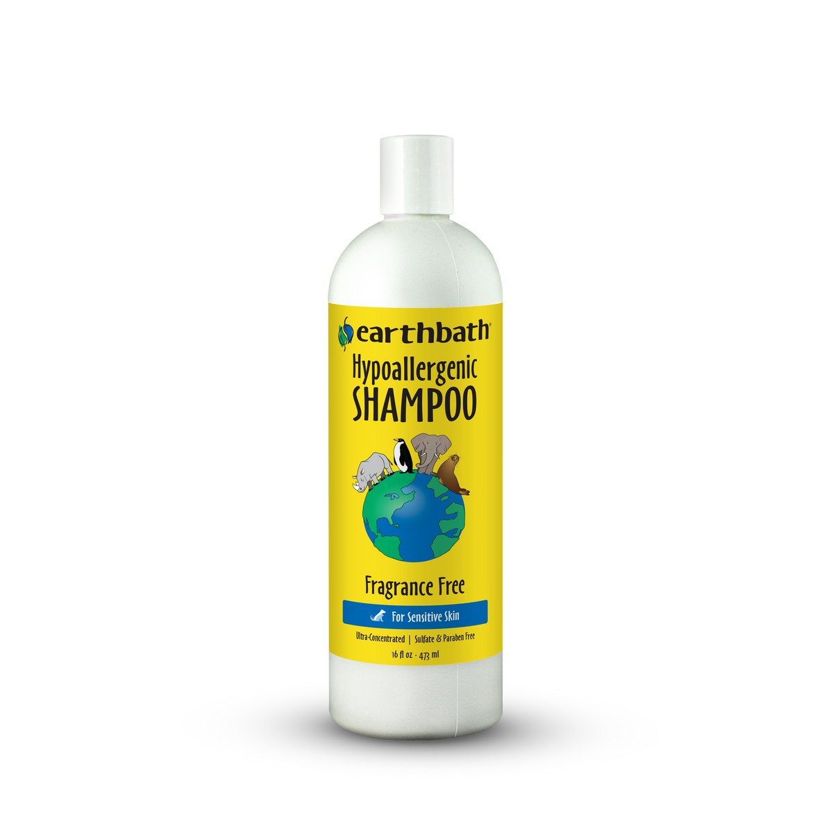 Earthbath hypoallergenic shampoo bottle on a white background