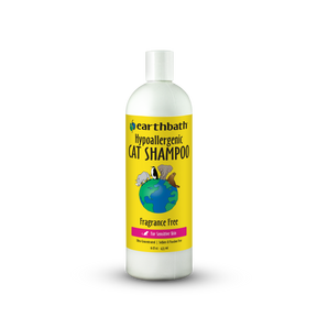 Earthbath hypoallergenic cat shampoo bottle on a white background