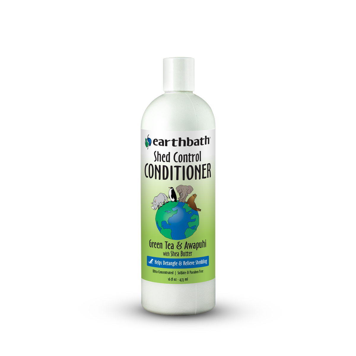 Bottle of Earthbath Shed Control Conditioner on a white background