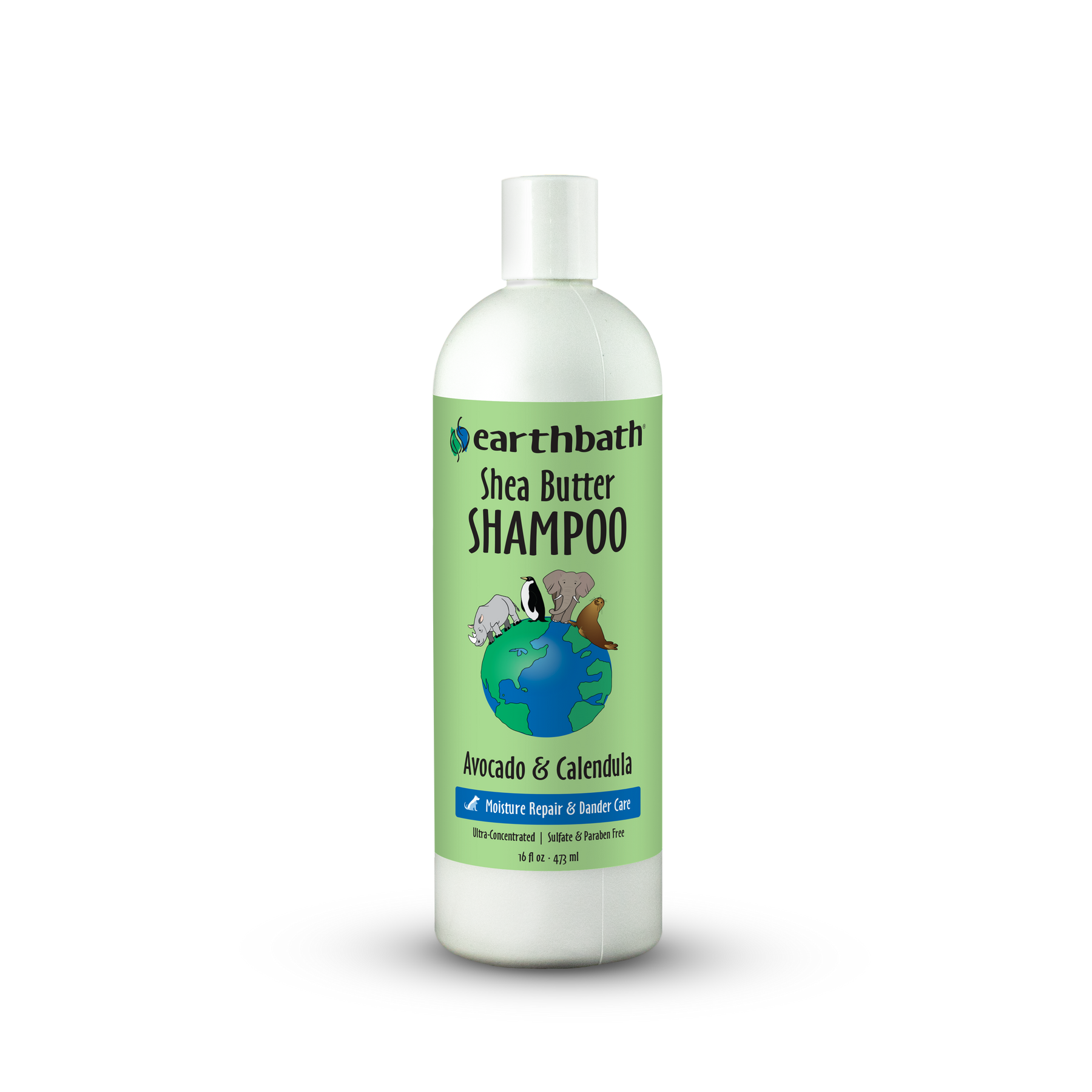 Bottle of Earthbath Shea Butter Shampoo on a white background