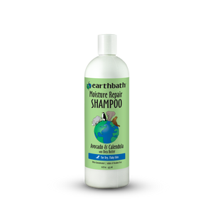 A bottle of Earthbath Moisture Repair Shampoo with Avocado & Calendula, shown on a white background.