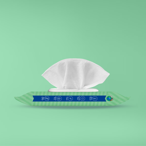 earthbath wipes pack with a single white wipe on a green background